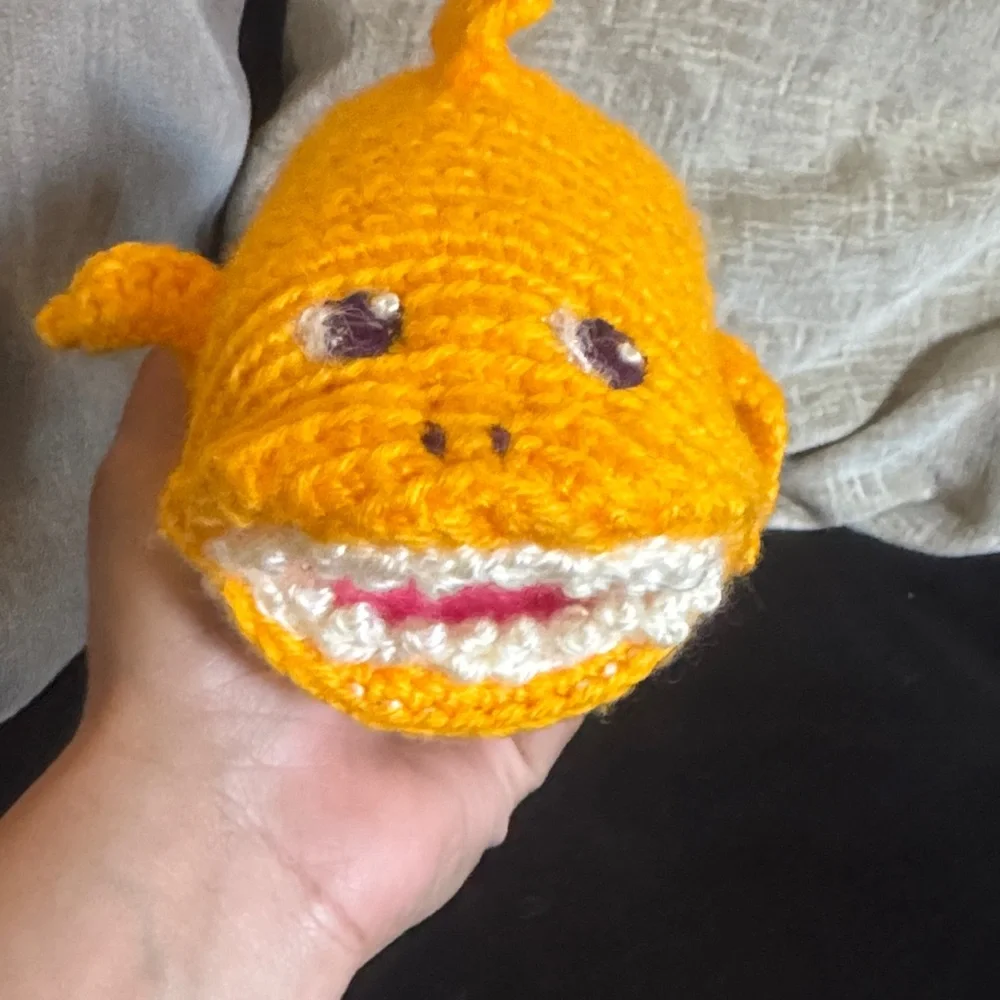 Handmade Yellow Fish Plush Toy - Soft Crochet Toy